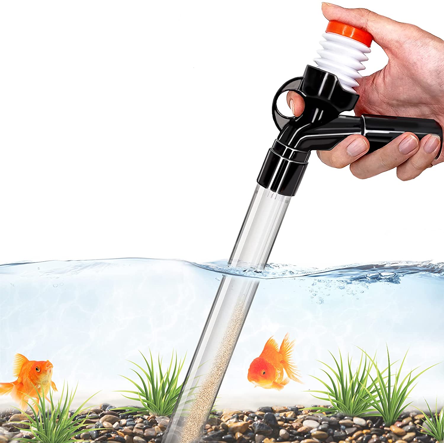 SSRIVER kit per la pulizia della ghiaia dell'acquario con ugello lungo per  cambiare l'acqua e filtrare la pulizia della ghiaia con pulsante - Ecopool  Service